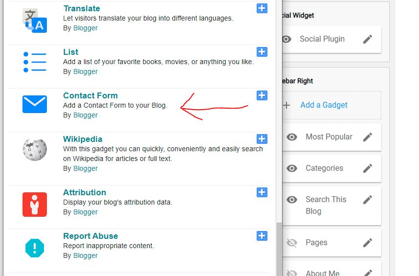 add contact form in blogger