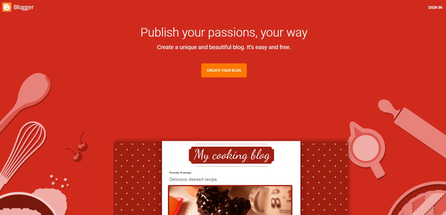 blogger create your blog homepage