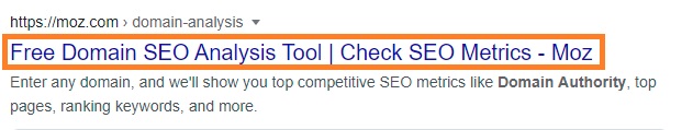 title tags in search engine results pages