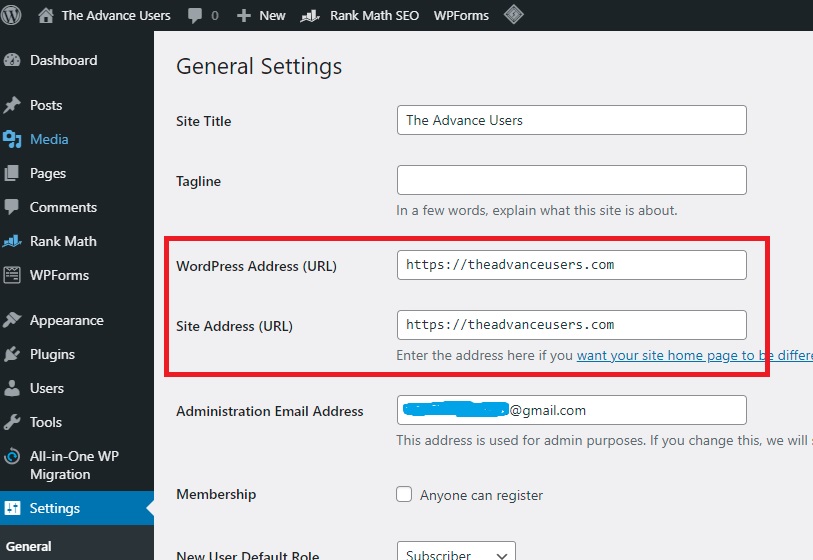 HTTPS in WordPress setting