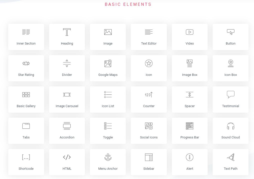 Elementor basic elements