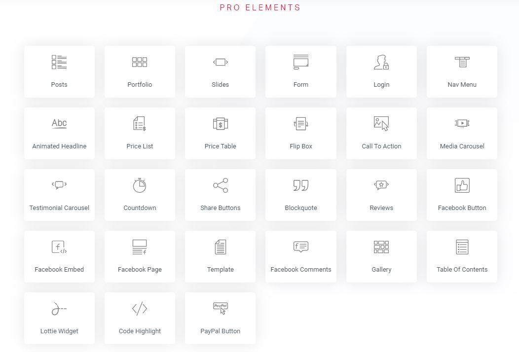 Elementor pro elements